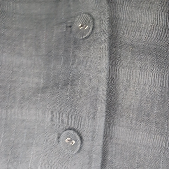 Eileen Fisher 3/4 Sleeve Black Striped Plaid 100% Linen Button-Up Blazer - Picture 7 of 14